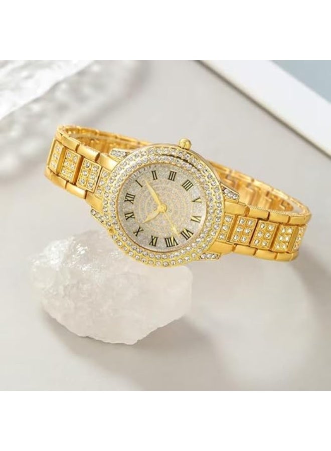 My Souq Women's Watch Set with Necklace, Earrings, Ring & Bracelet - Complete Accessories Set - Gold Tone - Image 4