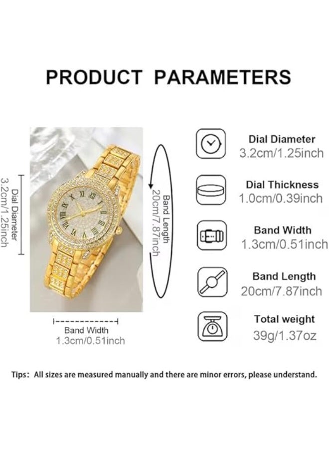 My Souq Women's Watch Set with Necklace, Earrings, Ring & Bracelet - Complete Accessories Set - Gold Tone - Image 3