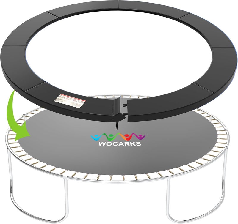 wocarks Store وسادة ترامبولين، 10 قدم 12 قدم 14 قدم 15 قدم 16 قدم وسادة أمان بديلة للترامبولين، مقاومة للماء ومقاومة للتمزق، غطاء زنبركي دائري للوسادة - Image 1