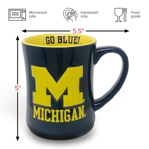 RFSJ Michigan Wolverines Ceramic 16oz Relief Mug – Official 3D Logo Coffee Cup – Handwash Recommended – Individually Boxed - Image 3