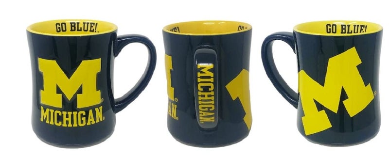 RFSJ Michigan Wolverines Ceramic 16oz Relief Mug – Official 3D Logo Coffee Cup – Handwash Recommended – Individually Boxed - Image 1