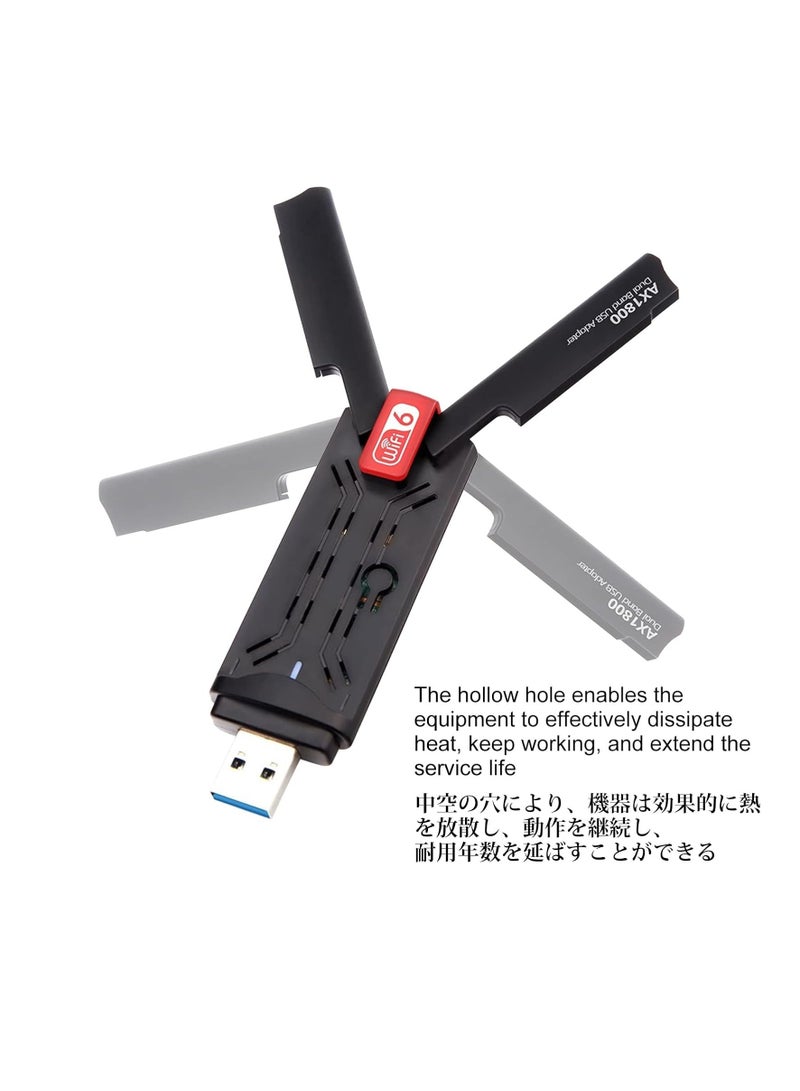 USB WiFi 6 Adapter  AX1800 USB3.0 Dual Band 2.4GHz/5GHz 802.11ax Wireless Network Adapter for Desktop  Laptop - Image 3