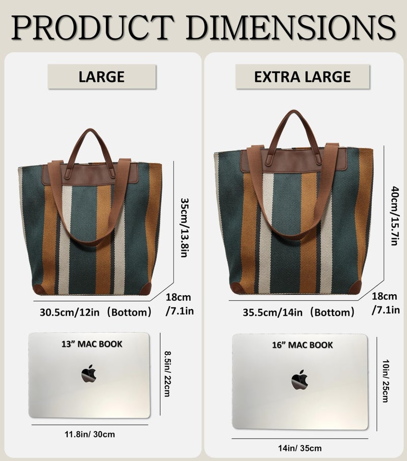 HFLZBRO Large Women's Work Tote Bag â€“ 15.6in Laptop Compartment,Canvas Shoulder Bag for Office & Daily Use,Tote Bag with Spacious Storage (BROWN, Extra Large) - Image 3