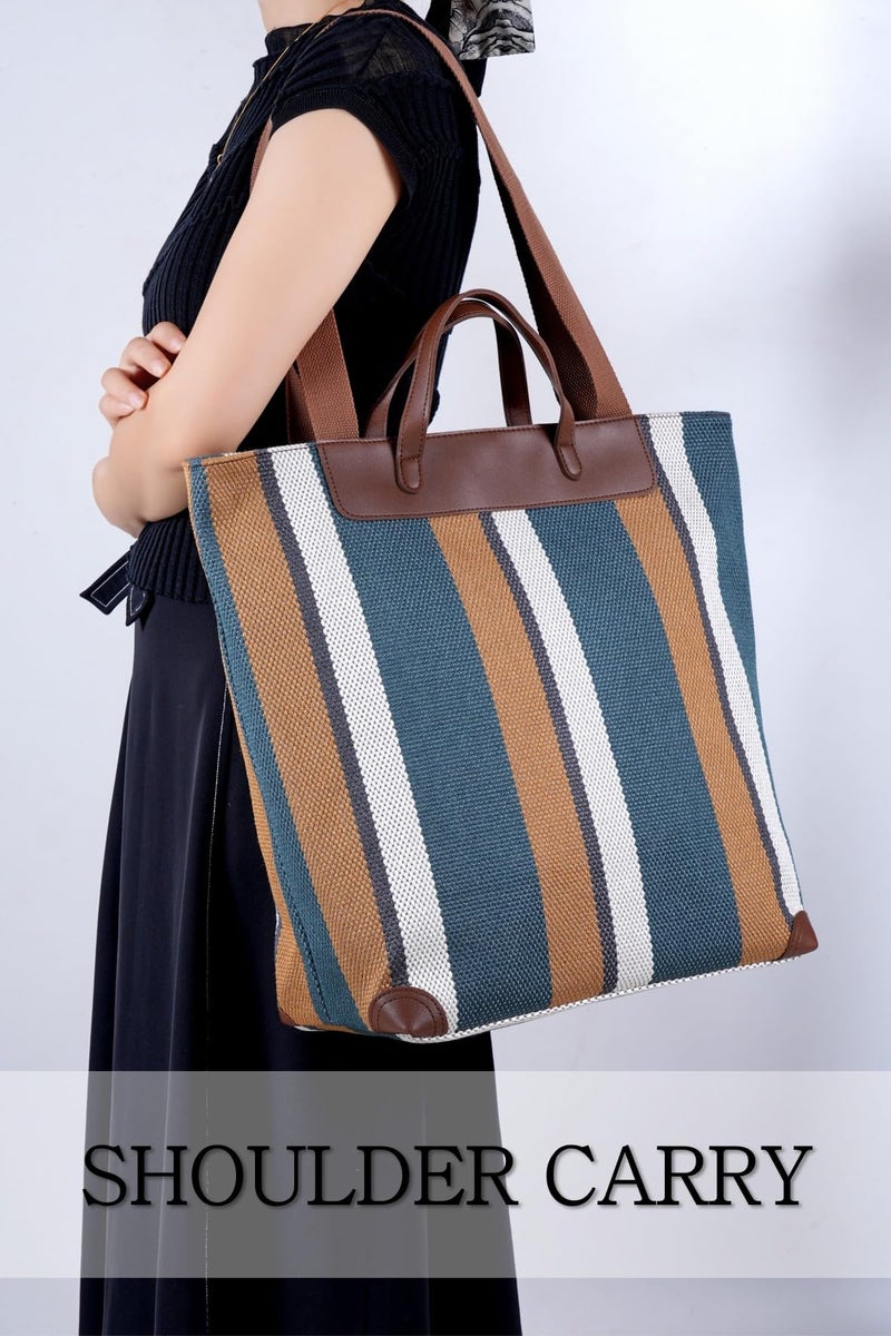 HFLZBRO Large Women's Work Tote Bag â€“ 15.6in Laptop Compartment,Canvas Shoulder Bag for Office & Daily Use,Tote Bag with Spacious Storage (BROWN, Extra Large) - Image 4