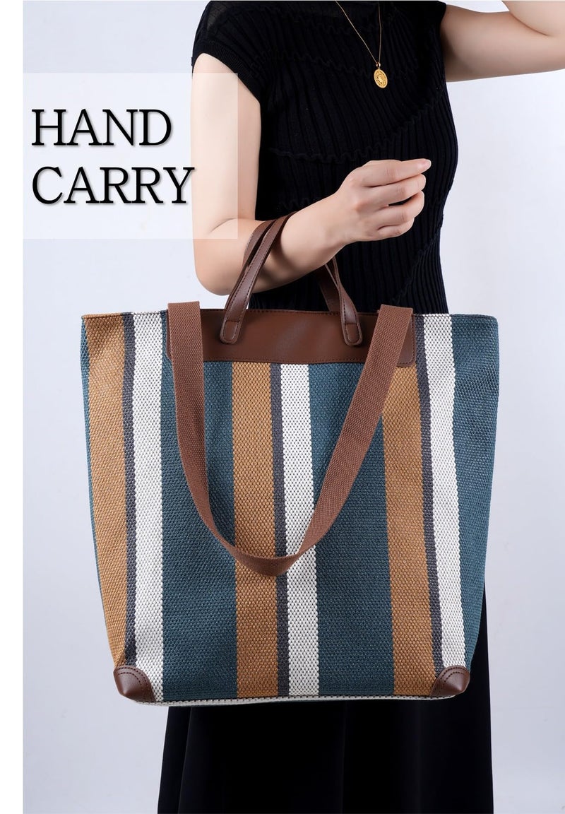 HFLZBRO Large Women's Work Tote Bag â€“ 15.6in Laptop Compartment,Canvas Shoulder Bag for Office & Daily Use,Tote Bag with Spacious Storage (BROWN, Extra Large) - Image 5