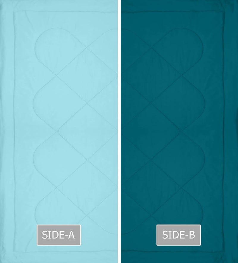 KEA KEA Microfibre Reversible Single Bed ComforterDuvet for All WeatherAqua Cyan 250 GSMComforter Single  - Image 4