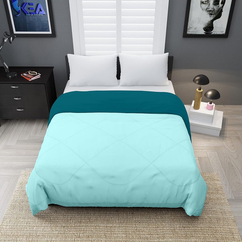 KEA KEA Microfibre Reversible Single Bed ComforterDuvet for All WeatherAqua Cyan 250 GSMComforter Single  - Image 2