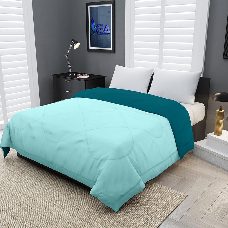 KEA KEA Microfibre Reversible Single Bed ComforterDuvet for All WeatherAqua Cyan 250 GSMComforter Single  - Image 1