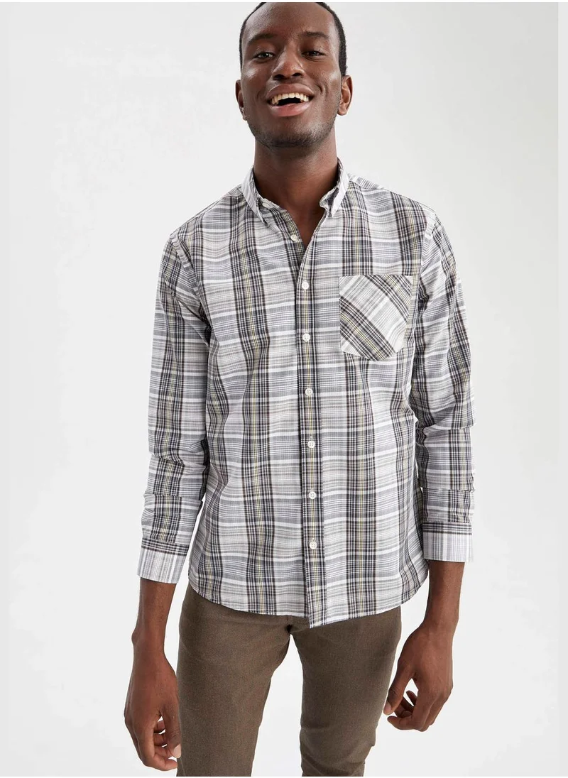 DeFacto Slim Fit Square Print Shirt