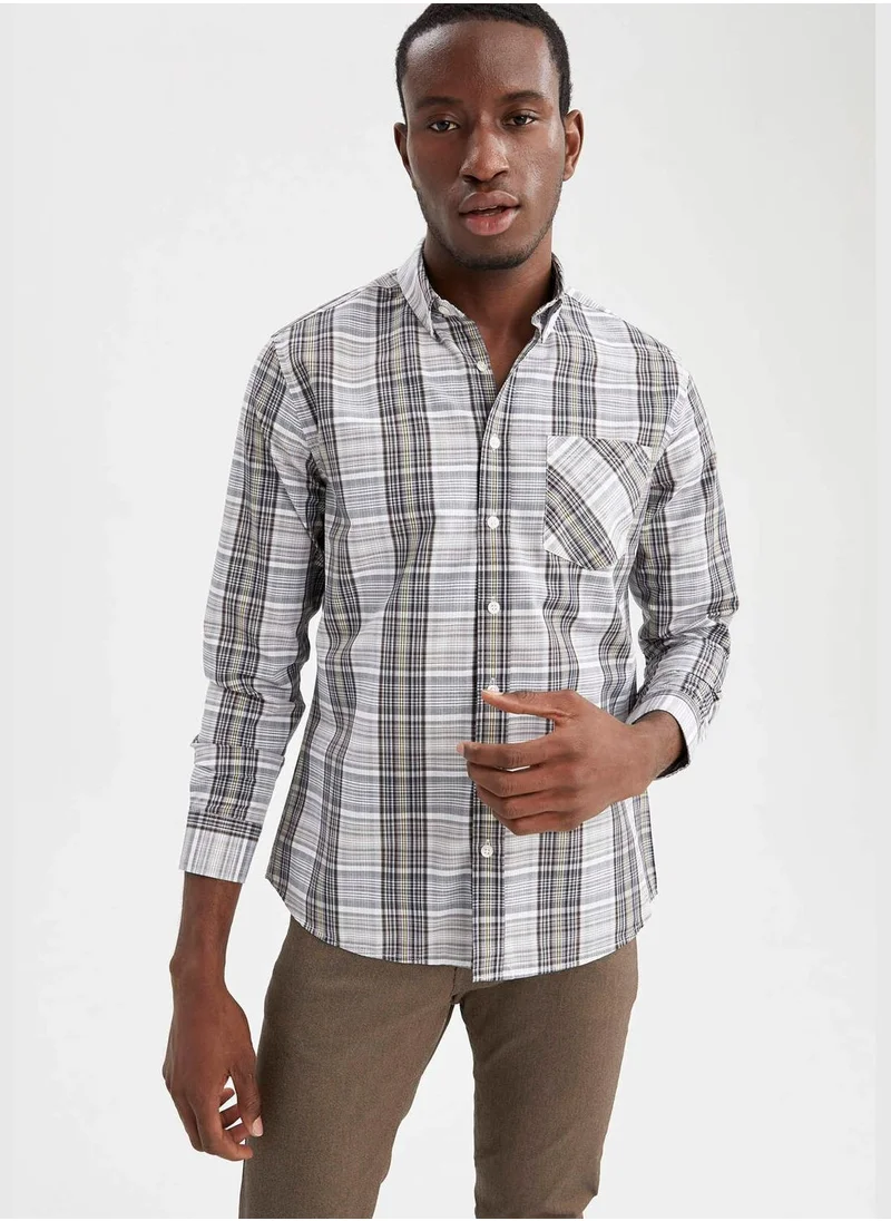 DeFacto Slim Fit Square Print Shirt