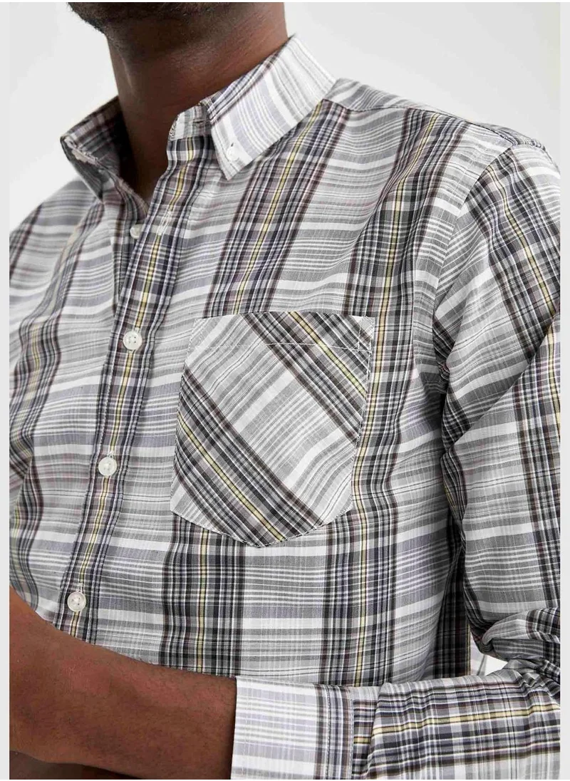 DeFacto Slim Fit Square Print Shirt
