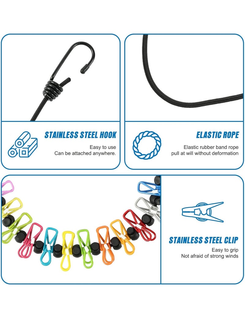 Retractable Portable Clothesline for Travel，Clothing line with 12 Clothes Clips, for Indoor Laundry Drying line,Outdoor Camping Accessories - Image 2
