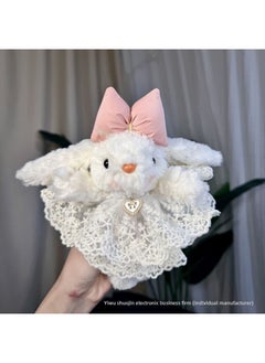 Ear Rabbit Girl Plush Doll Bag Pendant Wear Creative Hanging Pearl Skirt Doll Gift-Specification:Mesh Love Necklace-pink Keychain