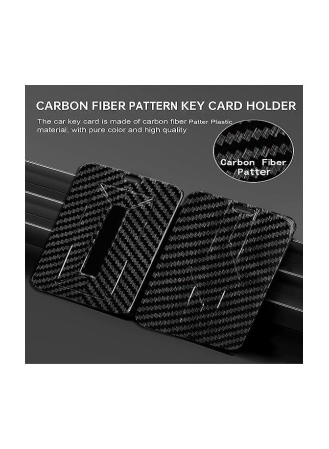 Generic Key Card Holder Case for Tesla Model 3 & Model Y (2017-2023) – Carbon Fiber Surface with Zinc Alloy Key Chain & Braided Nylon Rope – Key Protector Cover – Black - Image 3