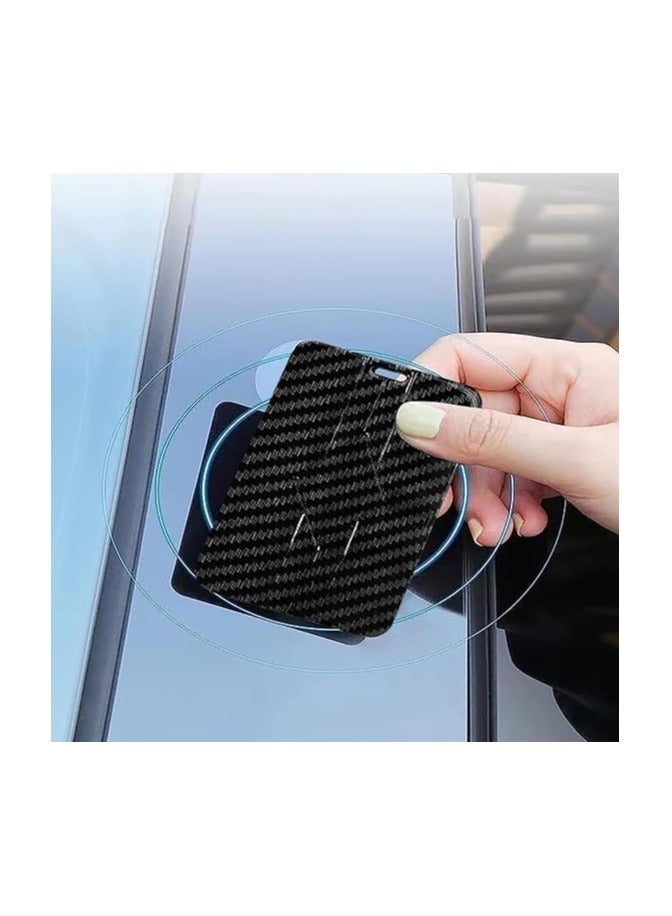 Generic Key Card Holder Case for Tesla Model 3 & Model Y (2017-2023) – Carbon Fiber Surface with Zinc Alloy Key Chain & Braided Nylon Rope – Key Protector Cover – Black - Image 4