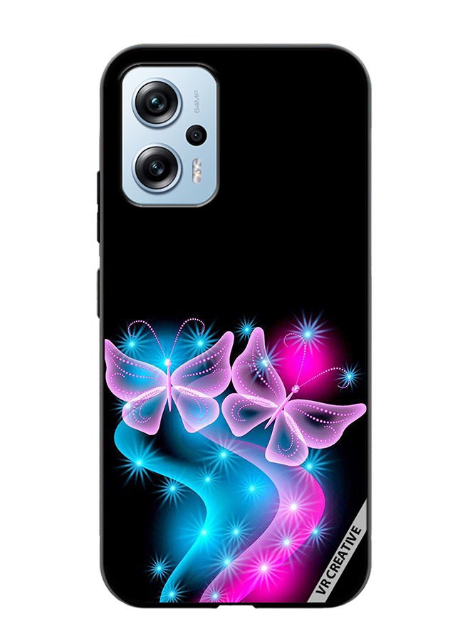 VR CREATIVE Protective Case Cover For Xiaomi Poco X4 GT Butterfly Pink Black Background Design Multicolour - Image 1