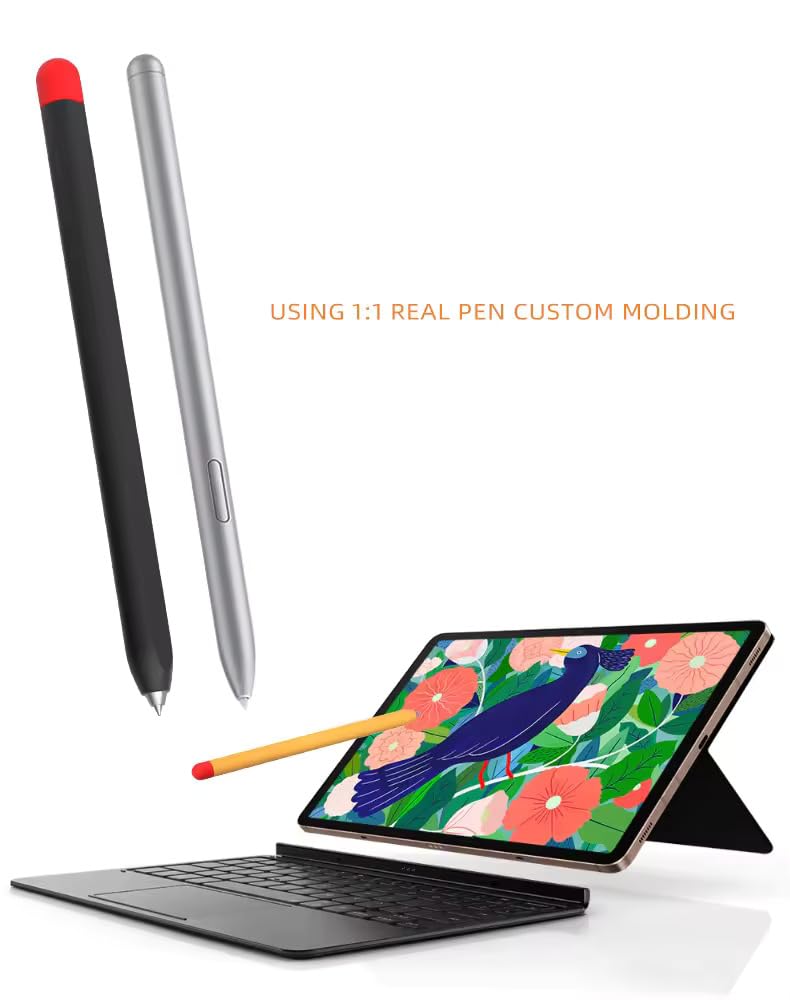 Valente Ultra-Thin Silicone Sleeve for Galaxy Tab Pencil - Compatible with S7/S8/S9 Series - Enhanced Grip, Protective Cover (Orange & Red) - Image 2