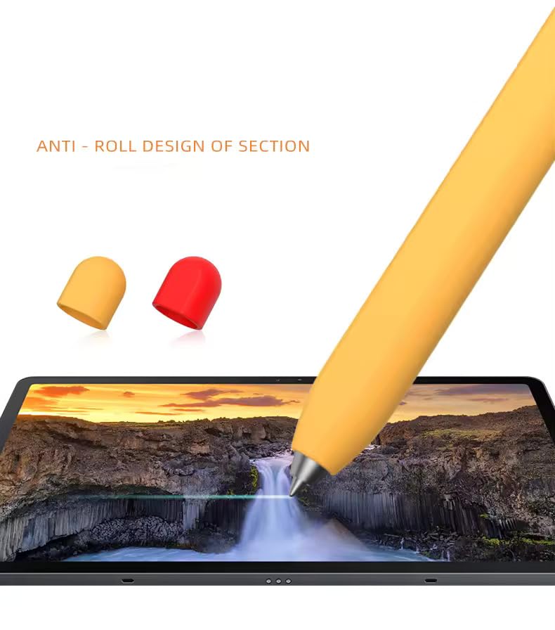 Valente Ultra-Thin Silicone Sleeve for Galaxy Tab Pencil - Compatible with S7/S8/S9 Series - Enhanced Grip, Protective Cover (Orange & Red) - Image 3