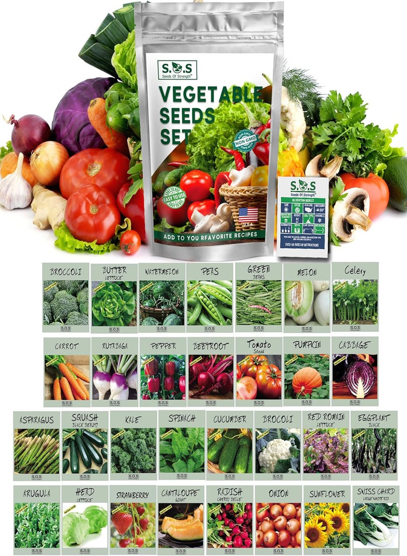 GGOOT 14,50+ Vegetable & Fruit Seeds - 33 Heirloom Varieties for a Bountiful Garden - Grow Tomatoes, Lettuce, Beans, More - Easy Garden Starter Kit - Planting instructions - Image 1
