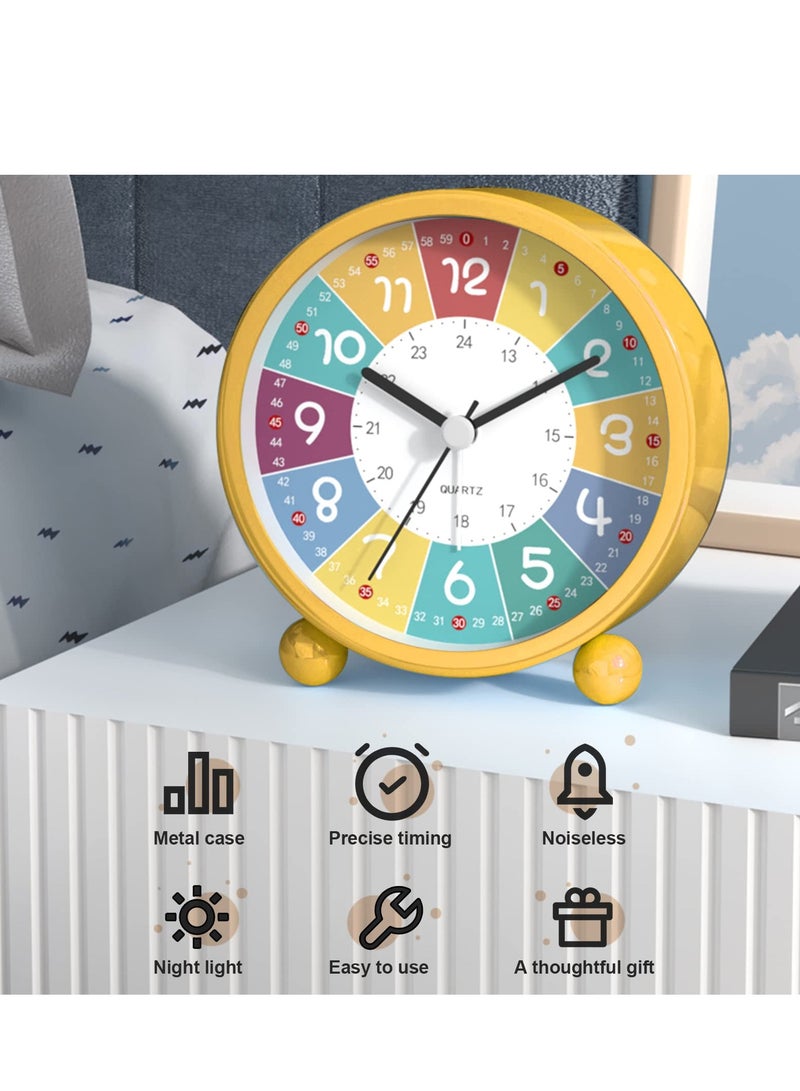 SYOSI Children's Alarm Clock, Silent Alarm Clocks with Night Light, 3 Inch Cartoon Alarm Clock, Children's Sleep Trainer Clock, Battery Operated Alarm Clock for Children's Bedroom  - Image 3