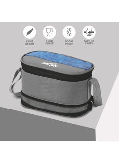 Milton Milton Triple Decker Lunch Box with Insulated Fabric Jacket, 4 Containers(2 Oval Stainless Steel 450ml & 675ml, 2 Stainless Steel 280ml each, Spoon & Fork), Leak-Proof Tiffin for Office, College, Blue  - Image 2