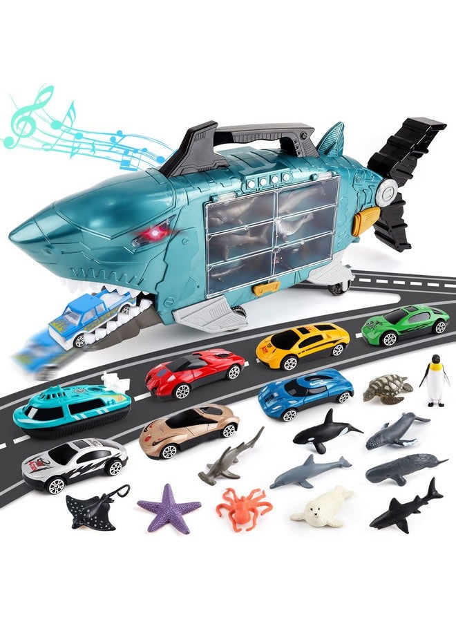 deAO Shark Toys Shark Truck With Sea Animal Toys Truckslights Music Effectsshark Cars Birthday Gifts - Image 1