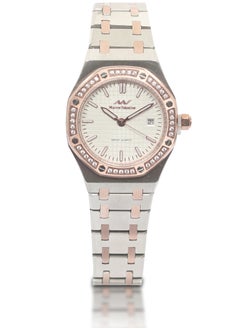 Women’s Silver/Rose Gold Wrist Watch with White Dial