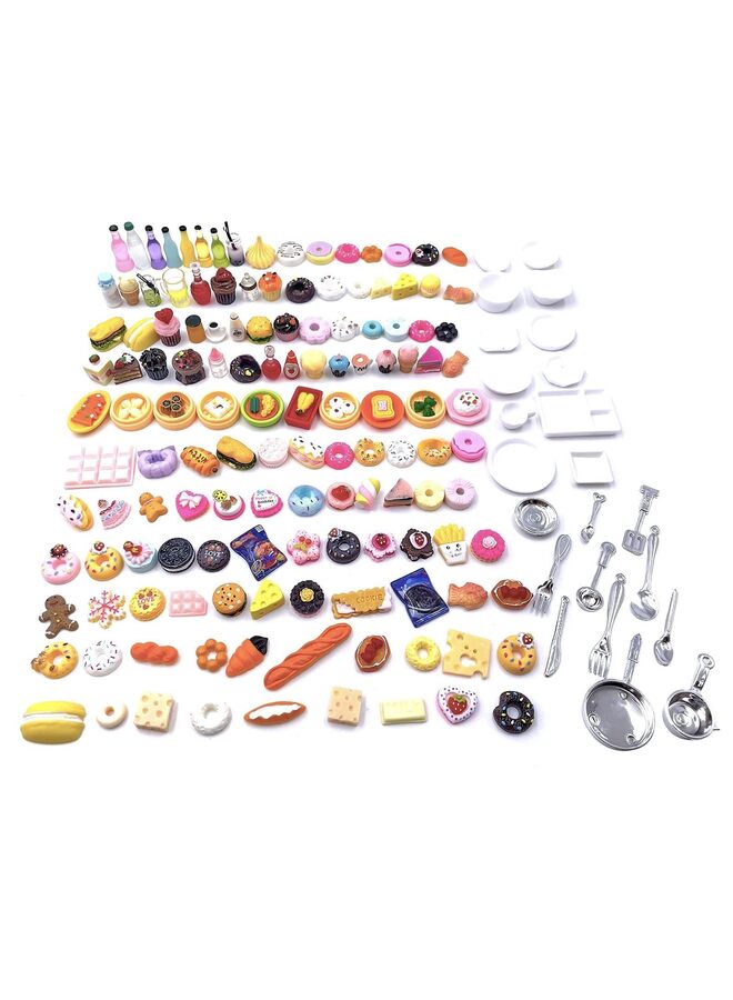 150 قطعة من زجاجات الطعام والشراب المصغرة مقاس 1-5 سم للبالغين وبيت الدمى وعلب الصودا وألعاب التظاهر بالمطبخ والطبخ وإكسسوارات الحفلات وخبز الهامبرغر - Image 5