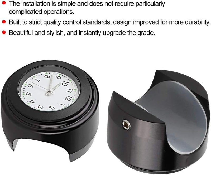 aqxreight Modification Handlebar Mount Quartz Clock Watch Put on Simple to Your Strong High Made of Durable Material Is and Quartz ClockMotorcycle (black white dial) - Image 4