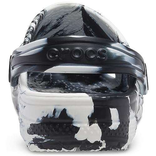Crocs® Kids Classic Marbled Tie-Dye Clog Sneakers for Toddlers – Seasonal Graphics – Perforated – Round Toe Black/White 9 Toddler M - Image 2