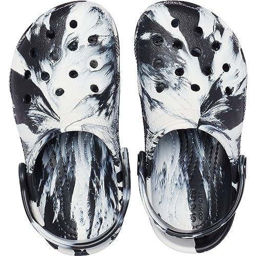 Crocs® Kids Classic Marbled Tie-Dye Clog Sneakers for Toddlers – Seasonal Graphics – Perforated – Round Toe Black/White 9 Toddler M - Image 4