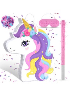 Harrycle Harrycle Small Unicorn Piñata with Piñata Stick Blindfold Rainbow Cute Unicorn Piñata Pink Unicorn Birthday Party Supplies for Princess Unicorn Parties Fiestas Decorations(Unicorn)  - Image 1