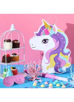 Harrycle Harrycle Small Unicorn Piñata with Piñata Stick Blindfold Rainbow Cute Unicorn Piñata Pink Unicorn Birthday Party Supplies for Princess Unicorn Parties Fiestas Decorations(Unicorn)  - Image 4