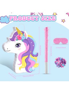 Harrycle Harrycle Small Unicorn Piñata with Piñata Stick Blindfold Rainbow Cute Unicorn Piñata Pink Unicorn Birthday Party Supplies for Princess Unicorn Parties Fiestas Decorations(Unicorn)  - Image 2