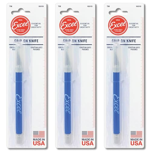 Excel Blades K18 Soft Grip Detail Craft Knife Set – With Precision Fine Point #11 Angled Blades for Cutting & Trimming – Multi-Purpose Hobby, Scrapbooking, & Crafting Tools, Blue (3-Pack) - Image 1