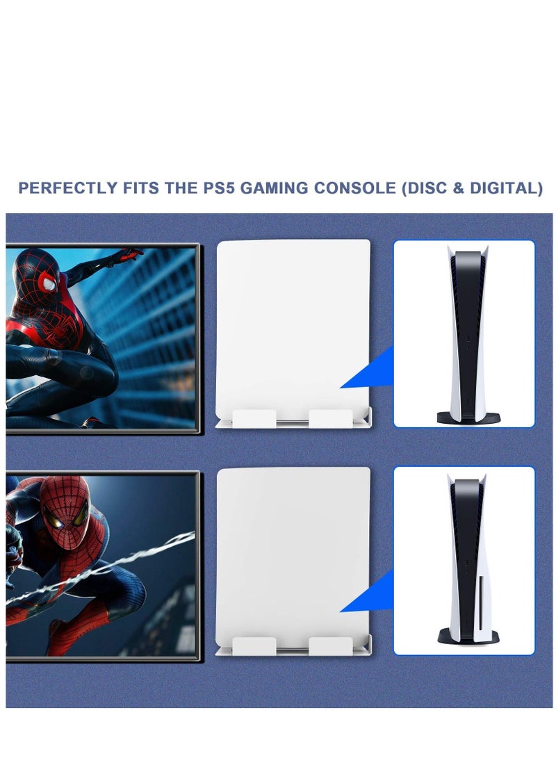 حامل حائط لجهاز بلاي ستيشن 5 (أقراص ورقمية)، ملحقات PS5 حامل حائط معدني ثابت لوحدة تحكم PS5 حامل/حامل/رف للتثبيت على الحائط يوفر المساحة ويحسن تدفق الهواء