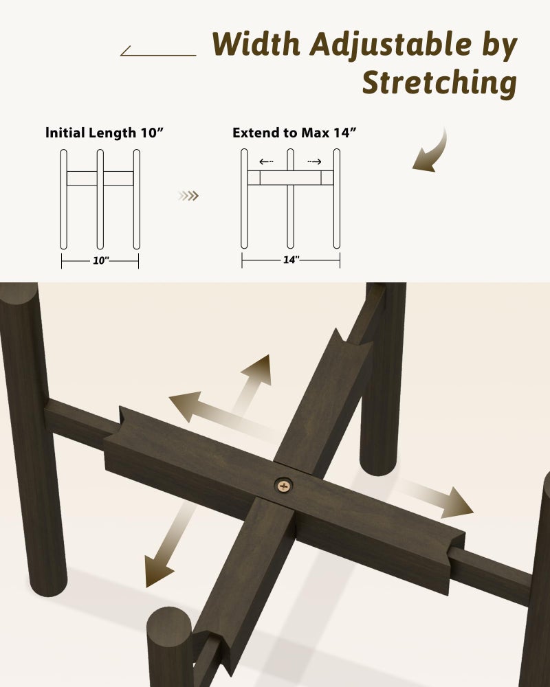 GENTINGBRO Adjustable Plant Stand Indoor, Bamboo Plant Stand Fits 8 9 10 11 12 Inches, Small Corner Planter Holder for Indoor Plants, Single Floor Plant Stands for Living Room Balcony, Tea Brown Tall - Image 3