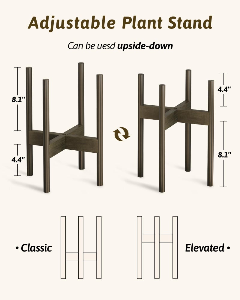 GENTINGBRO Adjustable Plant Stand Indoor, Bamboo Plant Stand Fits 8 9 10 11 12 Inches, Small Corner Planter Holder for Indoor Plants, Single Floor Plant Stands for Living Room Balcony, Tea Brown Tall - Image 4