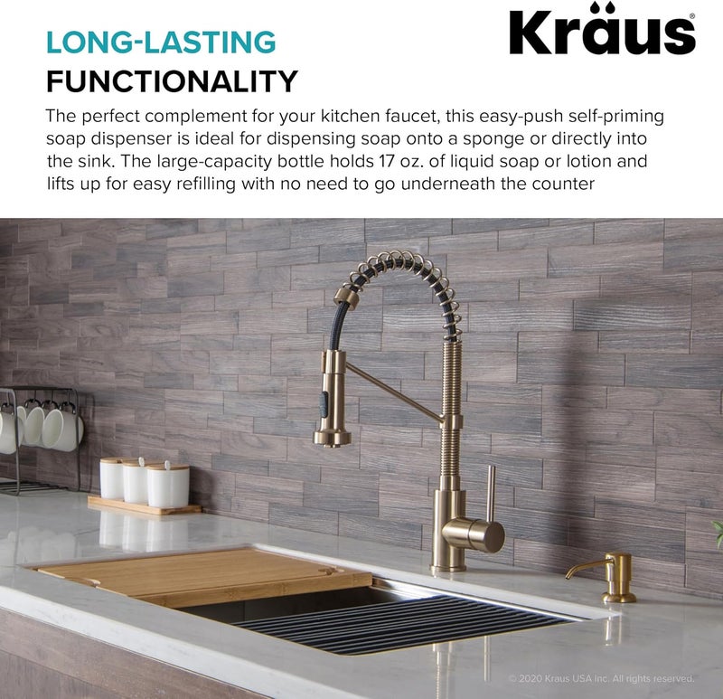 Kraus Boden Kitchen Soap and Lotion Dispenser in Brushed Brass, KSD-53BB - Image 2