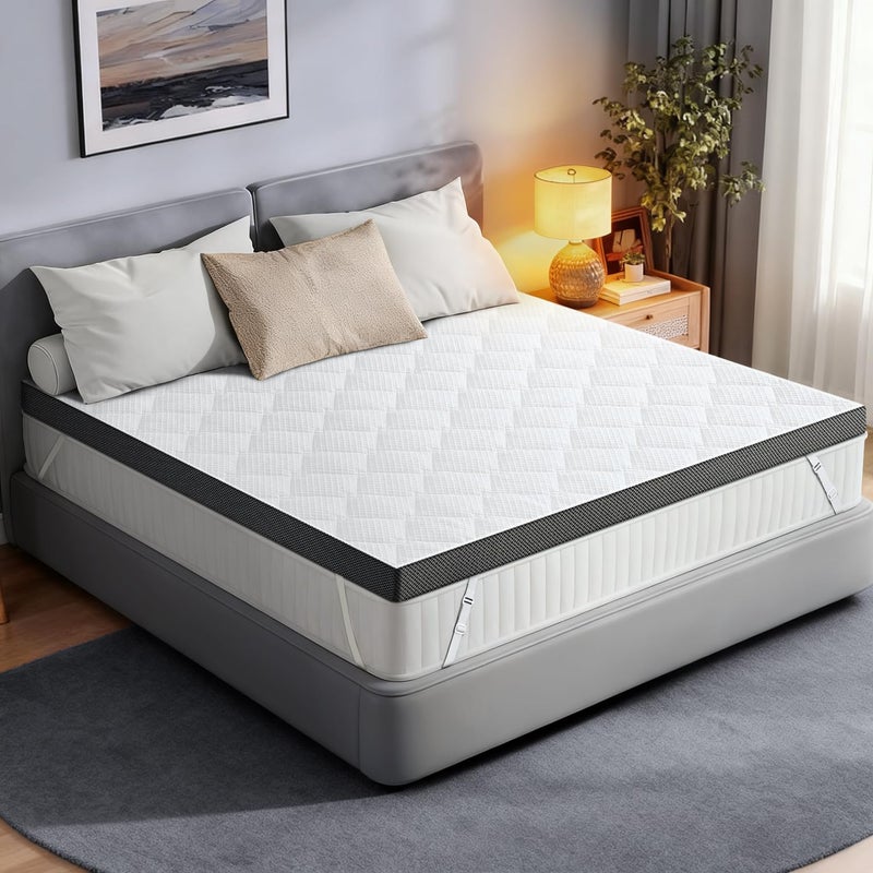 Glendan Extra Firm Mattress Topper Full: 3 Inch High Density Foam for Back Pain - Extra Support Breathable Bed Topper - Bamboo Washable Cover with Anti-Slip Straps - CertiPUR-US Oeko-Tex Certified 75x54 - Image 1