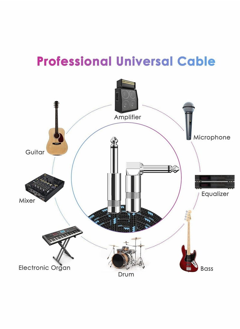 Generic Guitar Cable, Professional Instrument Cable Electric Guitar AMP Cord, 1/4inch TS Cable for Guitar Bass Mandolin Keyboard and Pro Audio Right Angle 10FT, Black+Blue（1m）  - Image 4