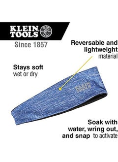 Klein Tools 60487 Headband Cooling Evaporative Sweatband Reversible And Lightweight Can Be Worn Under Hard Hat Or Helmet Blue 2 Pack  - Image 2