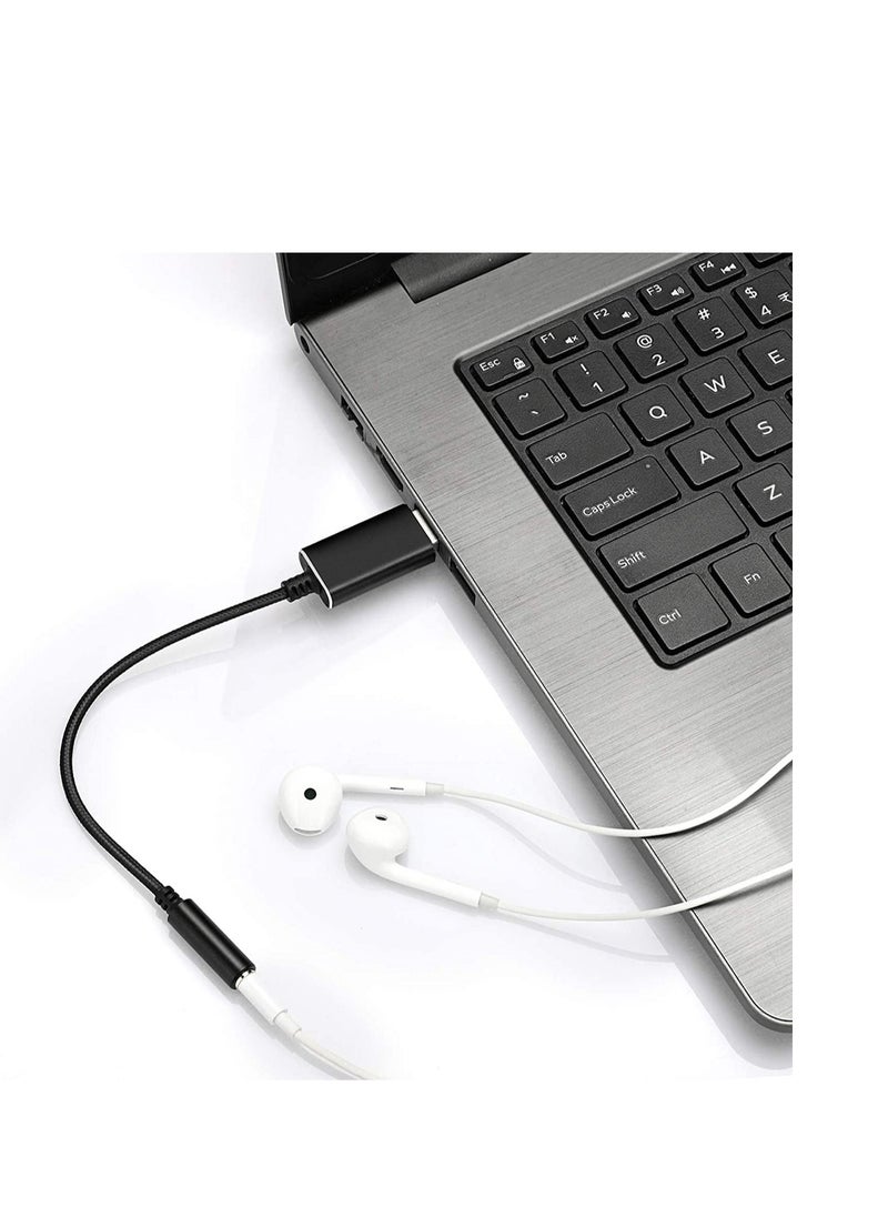 SYOSI 2 Pack Audio Adapter External Stereo Sound Card USB to Headphone Audio Jack Adapter with 3.5mm Aux TRRS Jack and Durable Braided Cable Compatible for Mac, PS4, PC, Laptop, Desktops, Windows  - Image 2
