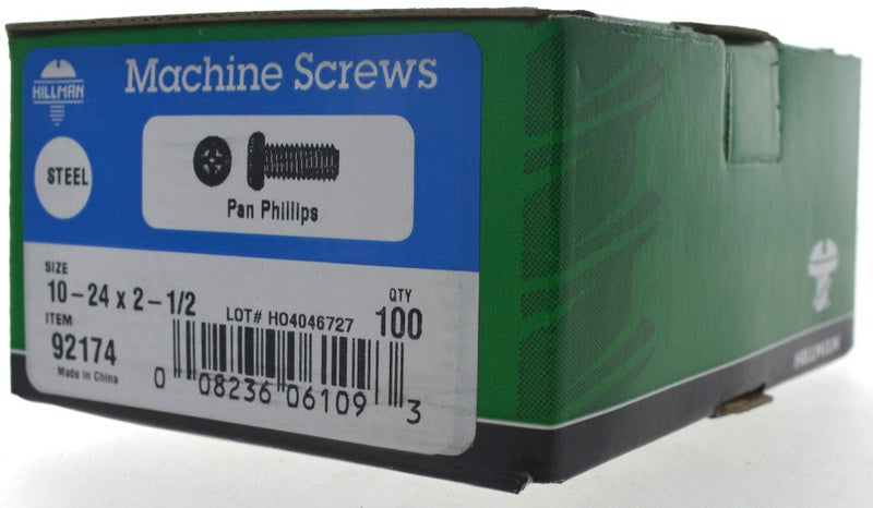 Hillman 92174 Zinc Pan Head Phillips Machine Screws (#10-24 x 2-1/2") - 100 Pieces - Image 3