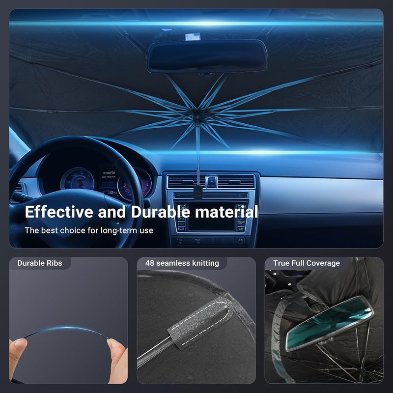 LIWEGHT Car Windshield Sunshade Umbrella - Foldable UV Block Sun Shade Cover, 140x80cm - Image 5