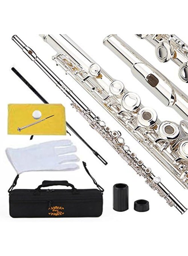 Glory Silver Plated Intermediate 16 Keys Open/Closed Hole C Flute - Image 1