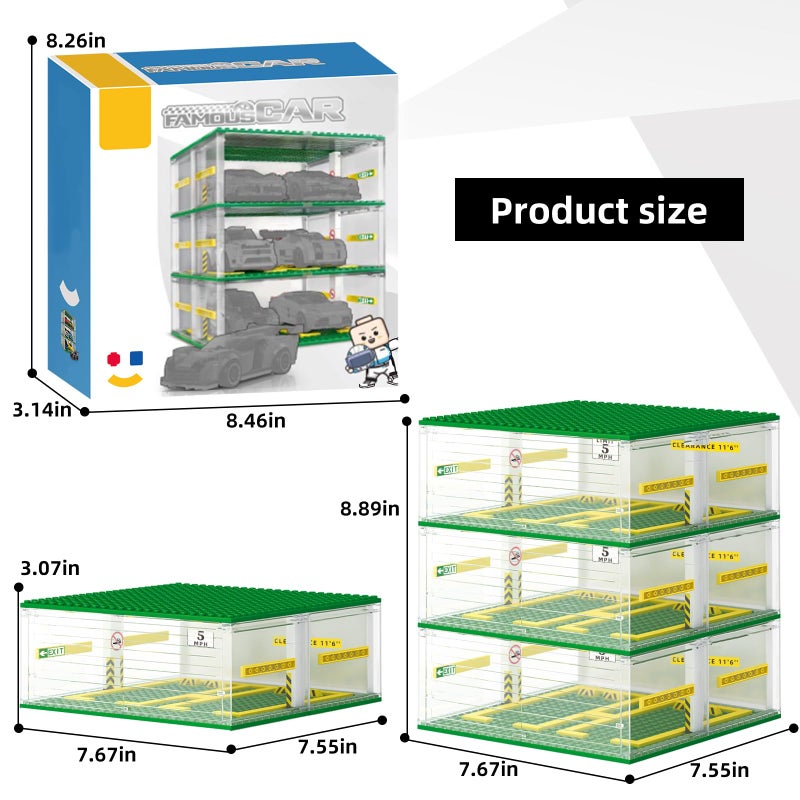 NEWABWN Creative Three-Story Building Block Garage with Display Features, Compatible with Small Lego Cars (130 Pieces), Ideal for 8-Studs Wide Building Blocks Cars (Cars Not Included) - Image 5