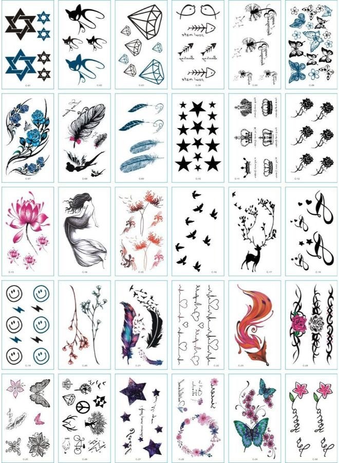 30 Sheets DIY Beauty Temporary Tattoo Fashion Designs for Body - Image 1