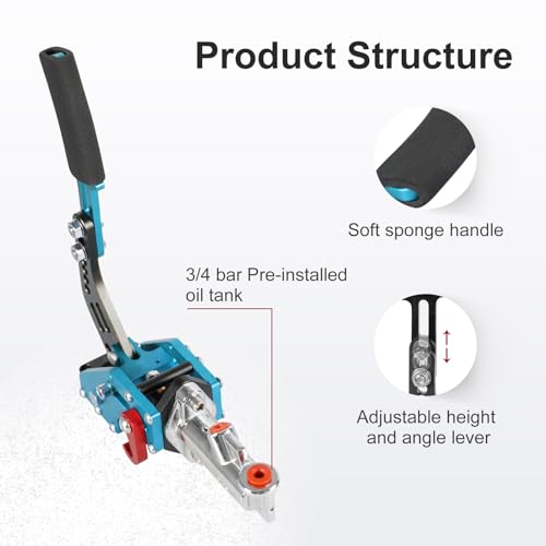 GSTP Universal Racing Hydraulic Handbrake Drift E-Brake Handle Parking Emergency Brake Gear Lever with Oil Tank Blue - Image 3