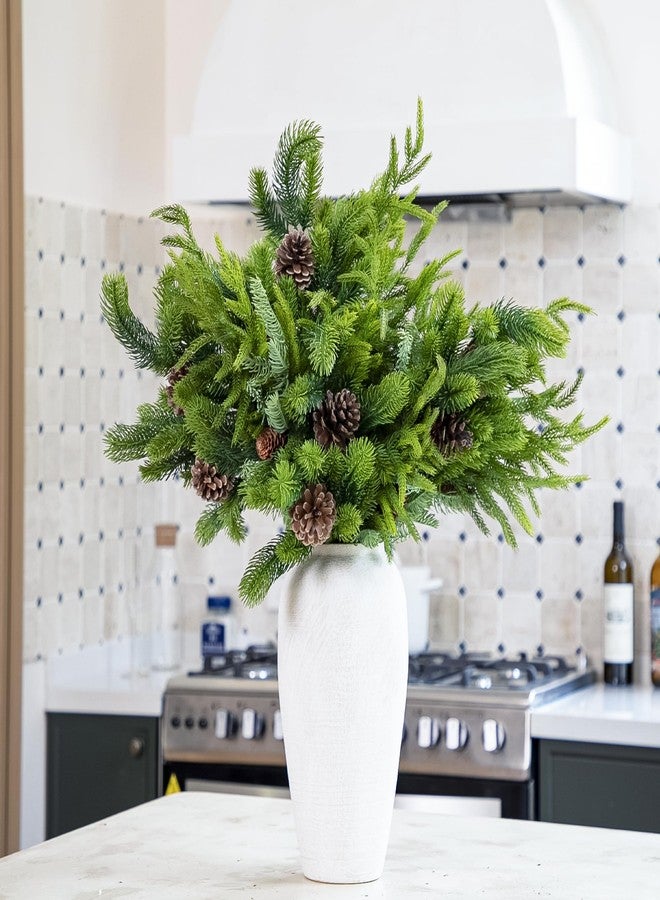 Green Moon 6PCS Pine Branches with Big Pine Cones, 28” Artificial Norfolk Cypress Cedar Stems for Home DIY Wreath Garland Indoor Outdoor Christmas Decor Decorations - Image 1